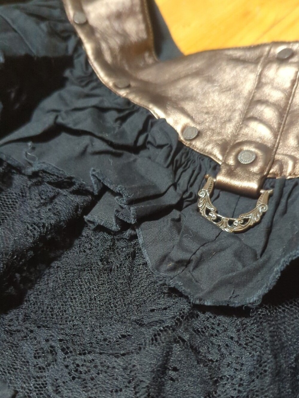 EXTREMELLY RARE Lip Service Skirt Bronze Metallic Waistband and Ornate Buckle - Picture 6 of 11